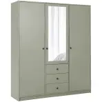 Skriňa Siena D3 Lux 149cm So Zrkadlom – Eucalyptus, Trojdverový, Zásuvky