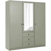 Skriňa Siena D3 Lux 149cm So Zrkadlom – Eucalyptus, Trojdverový, Zásuvky