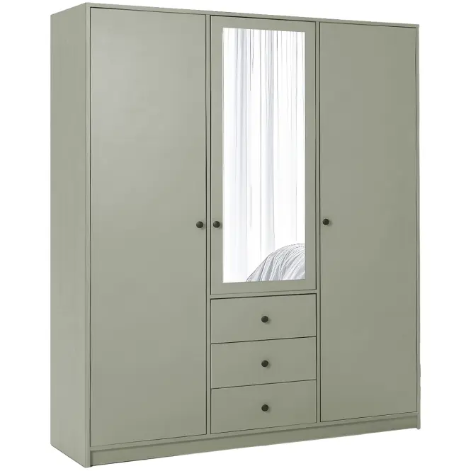 Skriňa Siena D3 Lux 149cm So Zrkadlom – Eucalyptus, Trojdverový, Zásuvky
