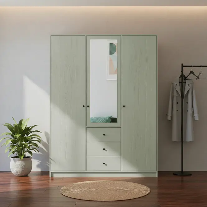 Skriňa Siena D3 Lux 149cm So Zrkadlom – Eucalyptus, Trojdverový, Zásuvky,5