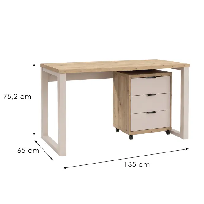 Set Max I Písací stôl + Skrinka na kolieskach Artisan/Kašmír,2
