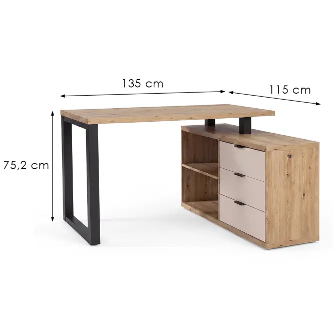 Set Max II Písací stôl + Komoda Artisan/Čierna/Kašmír,2