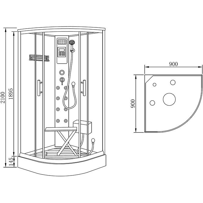 Hydromasážný box Lucy Y8853 90/90 N.B. 4-El.