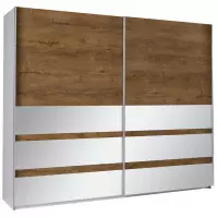 Skríňa Lux 22 dub lefkas Burgund/zrkadlo 244 cm