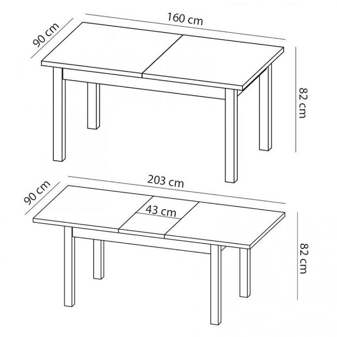 Rozkladací stôl Kora ST 160/203x90cm Biely