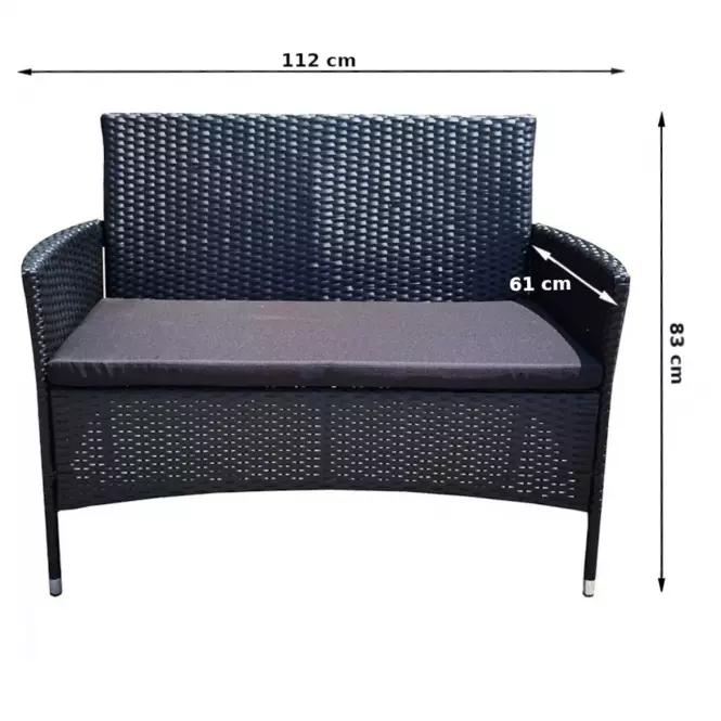 Komplet technoratanový 2+1+1 čierna