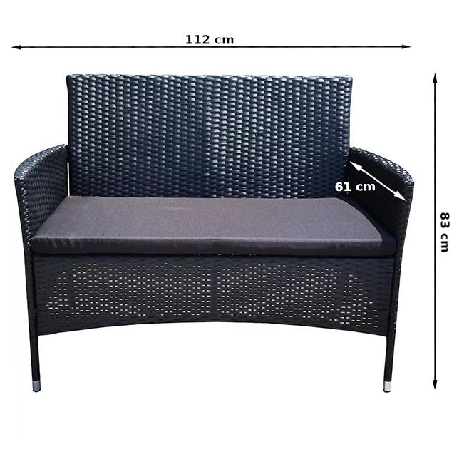 Komplet technoratanový 2+1+1 čierna,2