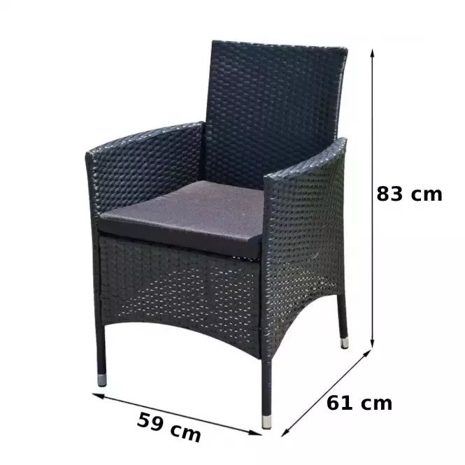 Komplet technoratanový 2+1+1 čierna