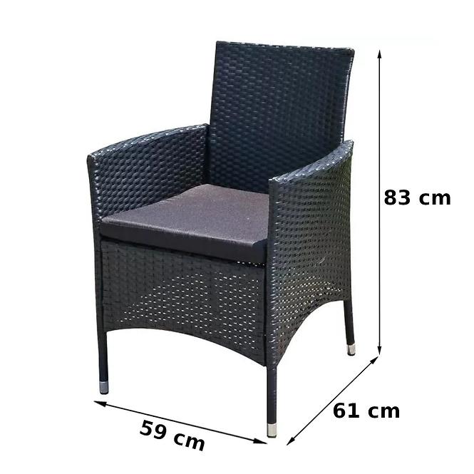 Komplet technoratanový 2+1+1 čierna,3