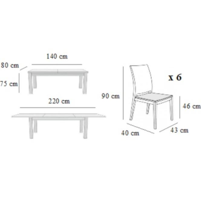 Jedálenská zostava Oliwia 1+6 St654 Ii dub sonoma Kr812,2