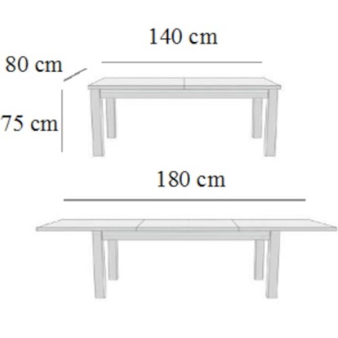 Rozkladací stôl 140x80+40cm bia