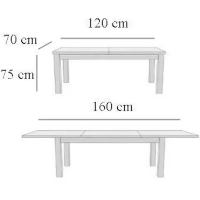 Rozkladací stôl 120/160x70 gaštan/buk bawaria