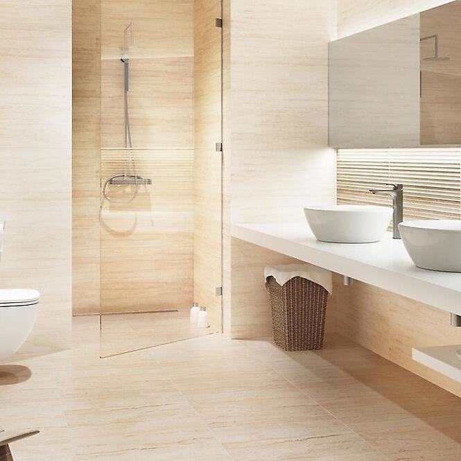 Gresová dlažba Travertino Ash Pol. Rekt. 60/60,8