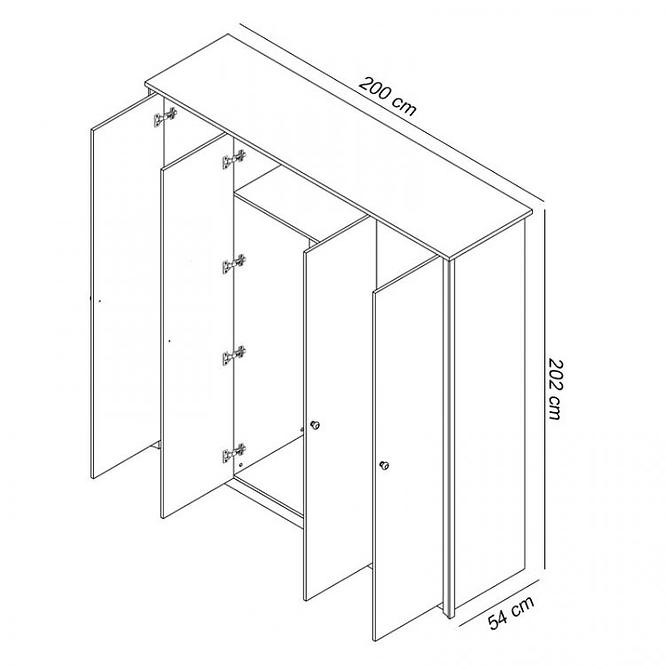 Skriňa Fineczja F4 4 dvere 200 cm