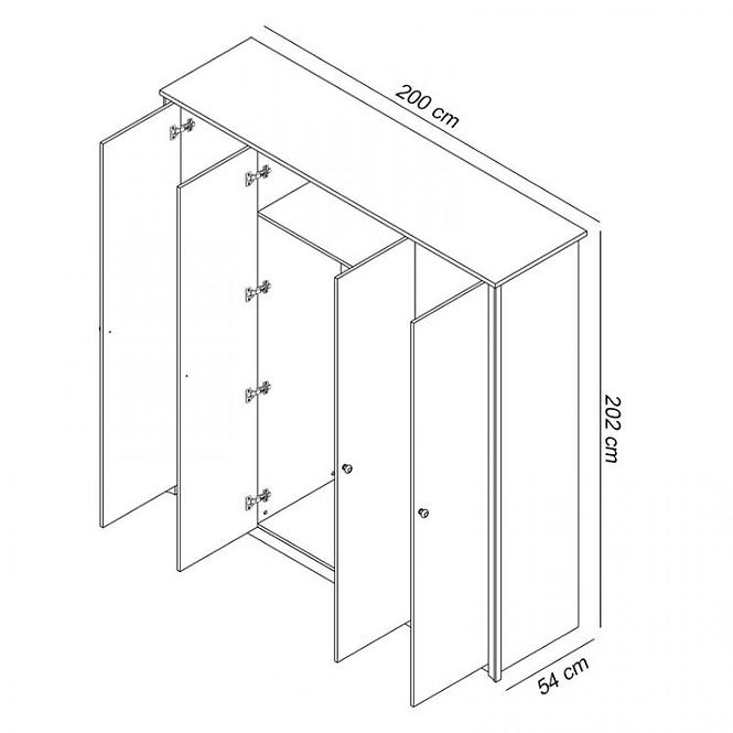 Skriňa Fineczja F4 4 dvere 200 cm,2