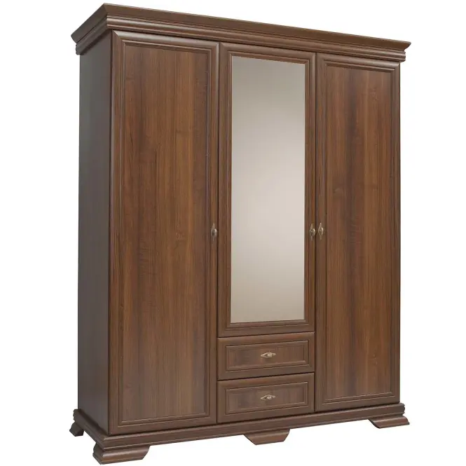 Skriňa Kora KS2 158 cm so zrkadlom - samoa king, trojdverová, zásuvky