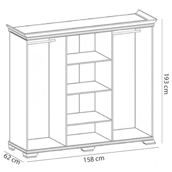 Skriňa Kora KS2 158 cm so zrkadlom - samoa king, trojdverová, zásuvky,3