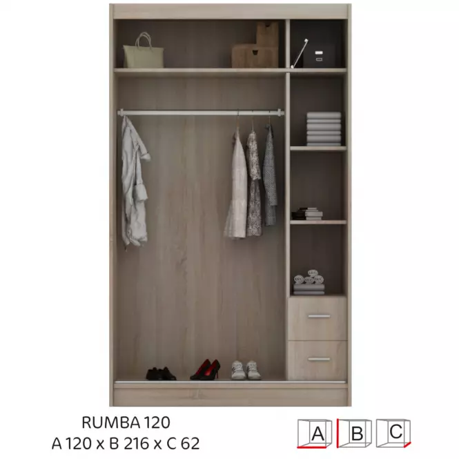 Skriňa Rumba 120 cm + zrkadlo,2