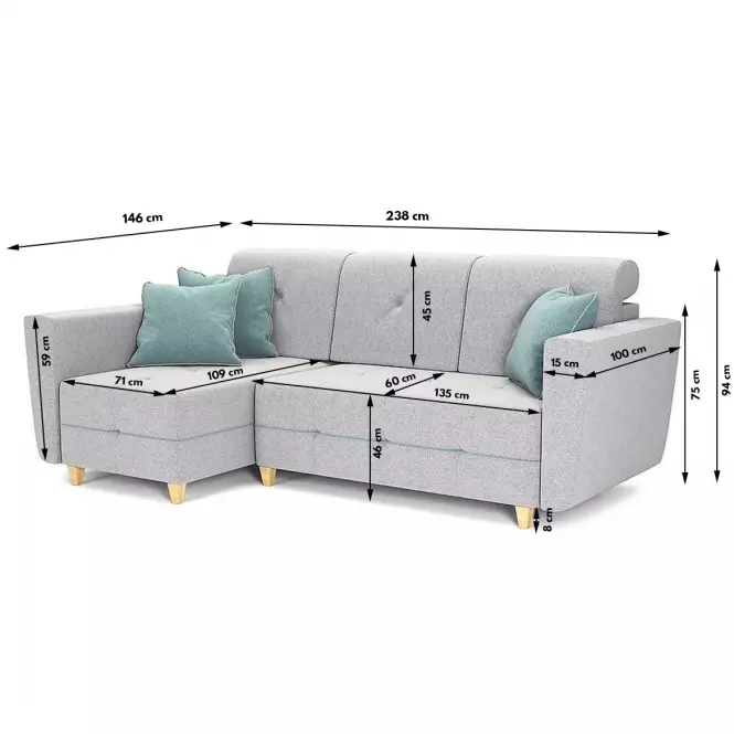 Rohová sedacia súprava Grey L Enzo 162+Enzo 154 dr narural J.SZ,2