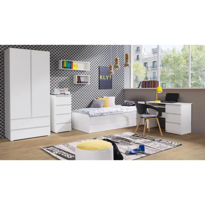 Skriňa Cosmo C02 92 cm – biela, dvojdverová, zásuvky