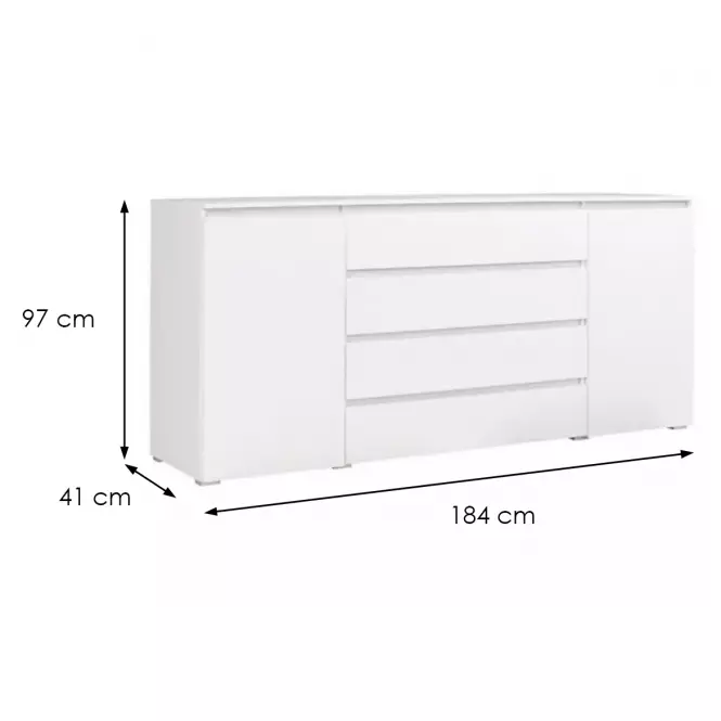 Komoda Cosmo C06 4 zásuvky biela