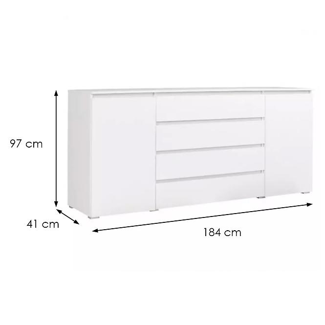 Komoda Cosmo C06 4 zásuvky biela