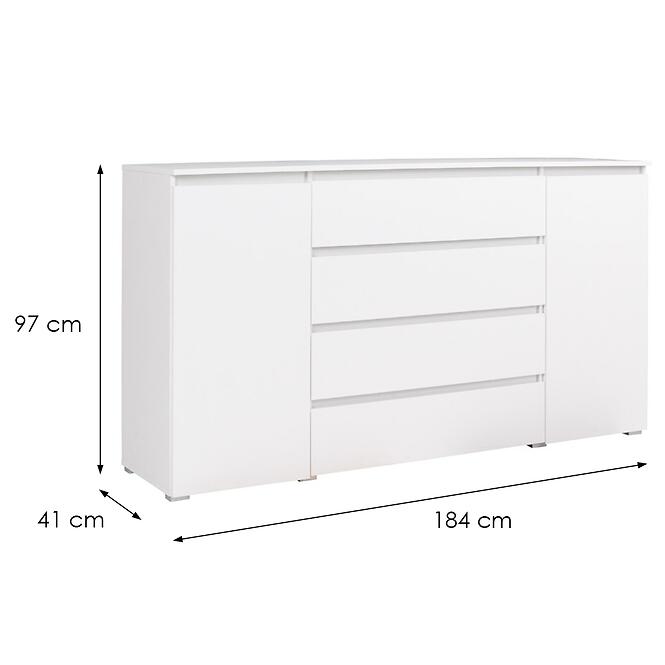 Komoda Cosmo C06 4 zásuvky biela