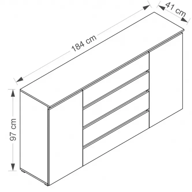 Komoda Cosmo C06 4 zásuvky biela