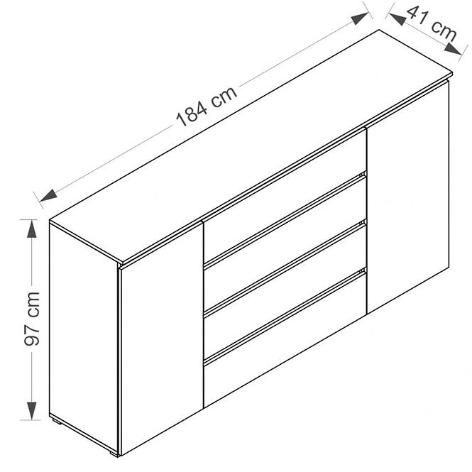 Komoda Cosmo C06 4 zásuvky biela