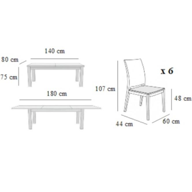 Jedálenská zostava Weronika 1+6 ST654 I gaštan KR810 BR2432 D1P EKO
