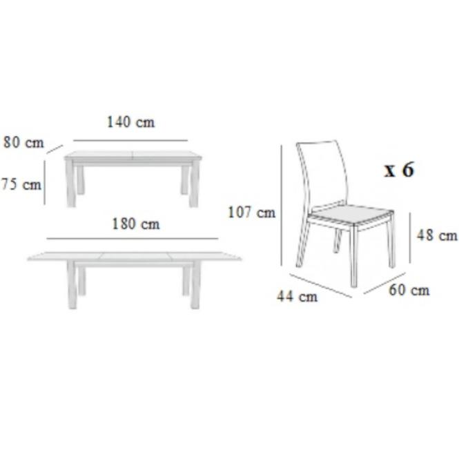 Jedálenská zostava Weronika 1+6 ST654 I kastan KR810 BR2432 D1P EKO