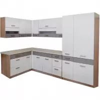 Kuchynská linka Global 160 x 290 cm dub sonoma/biela/siva