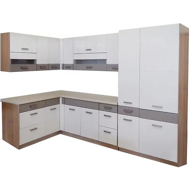 Kuchynská linka Global 160 x 290 cm dub sonoma/biela/siva