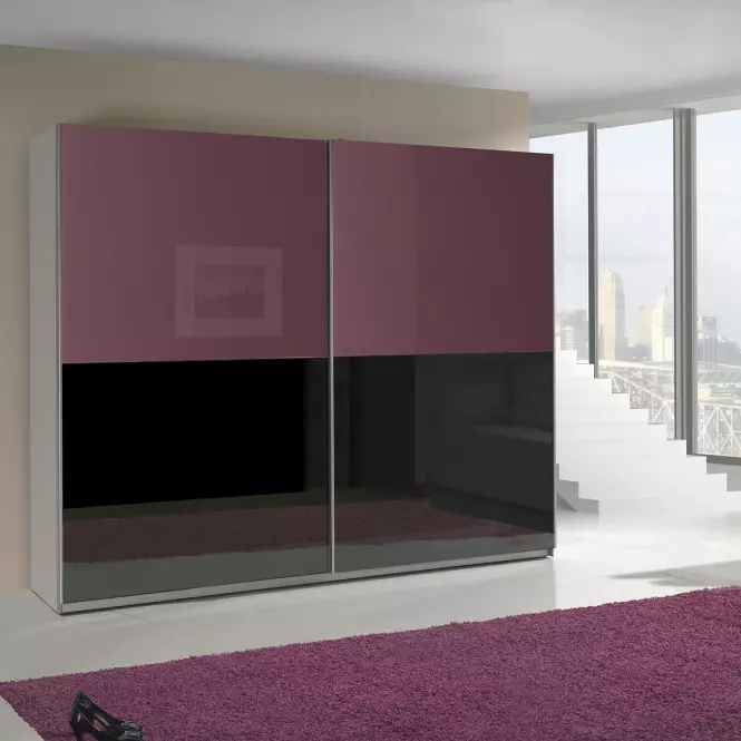 Skriňa Lux 11 fialová lesklá/čierna lesklá 244 cm