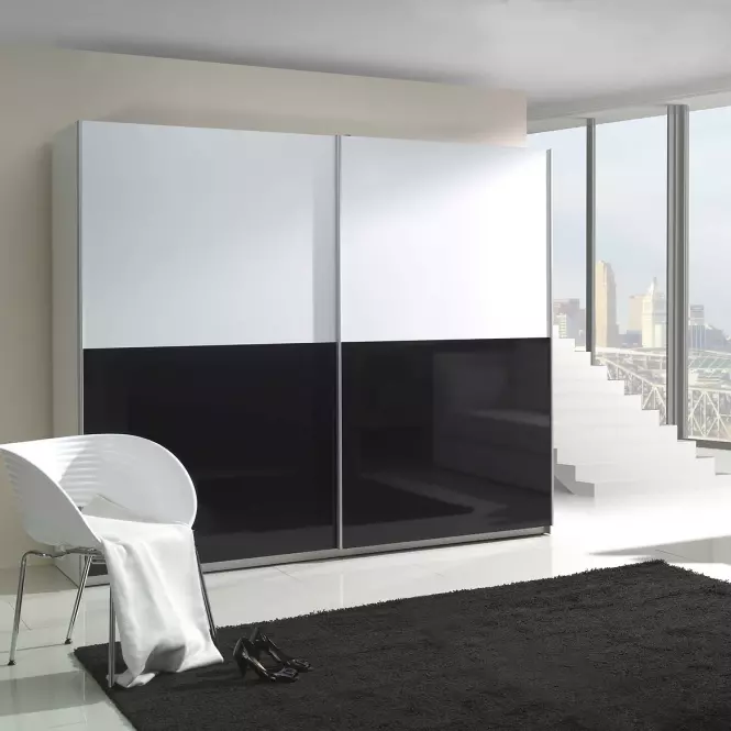 Skriňa Lux 5 biela lesklá/čierna lesklá 244 cm