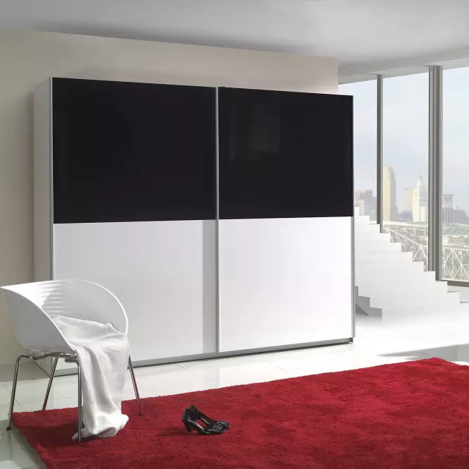 Skriňa Lux 6 biela lesklá/čierna lesklá 244 cm