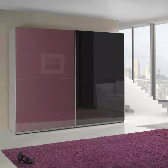 Skriňa Lux 8 fialová lesklá/čierna lesklá 244 cm
