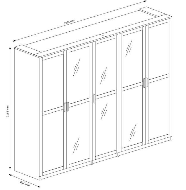 Skriňa Nicea 21 226 cm biela/dub wotan