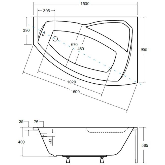 Vaňa Rima 150/95 pravá+ nohy