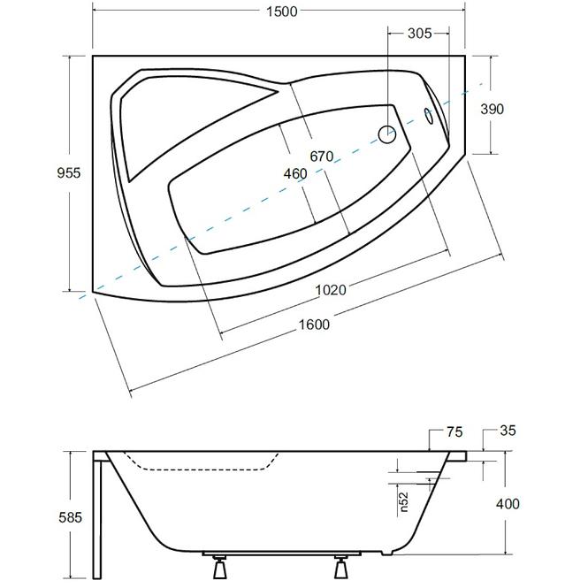 Vaňa Rima 150/95 ľavá + nohy,2