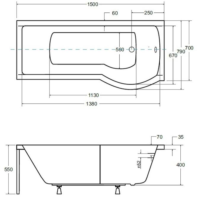 Vaňa Integra 150x75  P + paraván,3