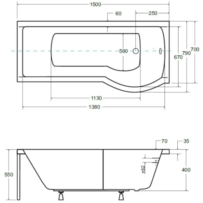 Vaňa Integra 150x75  P + vaňová zástena,3