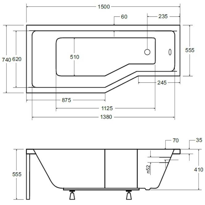 Vaňa Integra 150x75  L + paraván