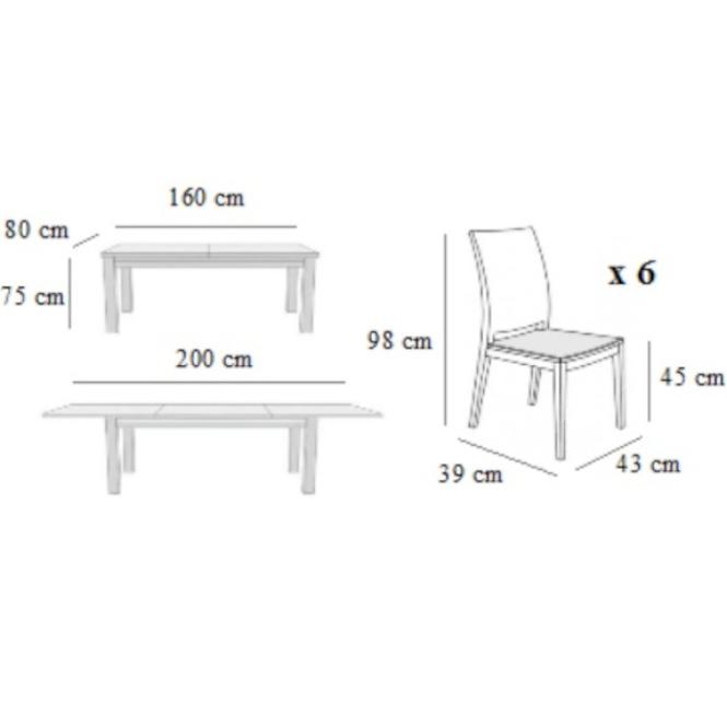 Jedálenská zostava Monia 1+6 ST343 II WENGE KR647 venge Casablanca 2304,2