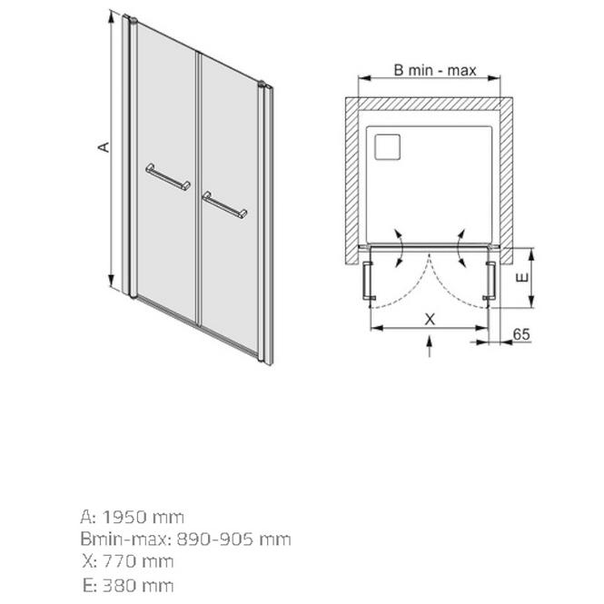 Sprchové dvere prestige DD/PRIII 90 W0-chróm