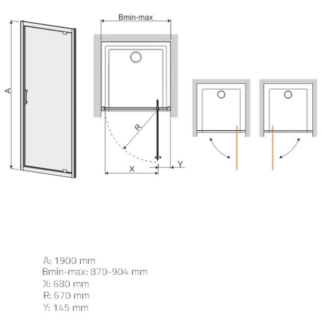 Sprchové dvere DJ/TX5B 90 GY SB Glass Protect