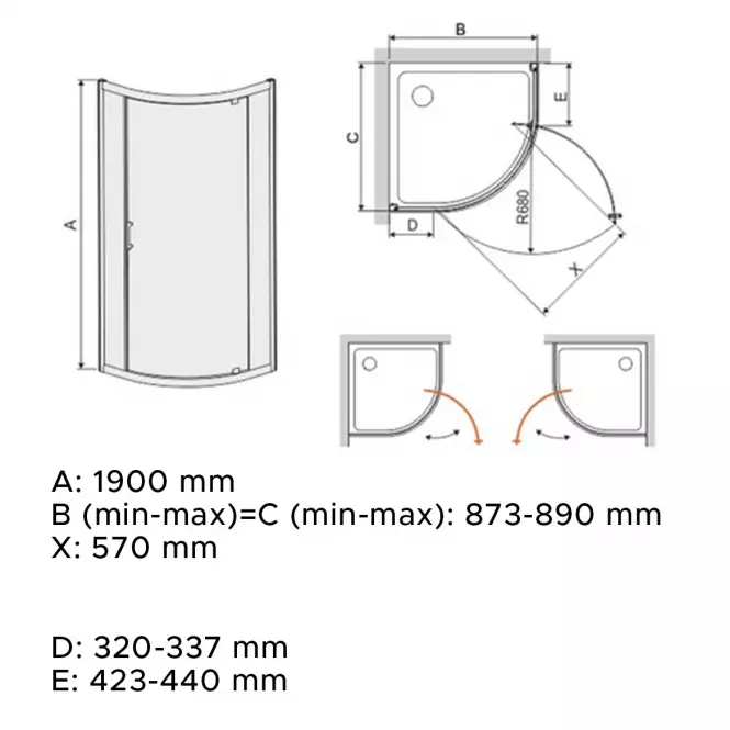 Sprchový kút KP1DJA/TX5 90 W0 SB Glass Protect,3