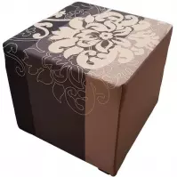 Taburetka kocka Haiti 4 hnedá/béžový kvet