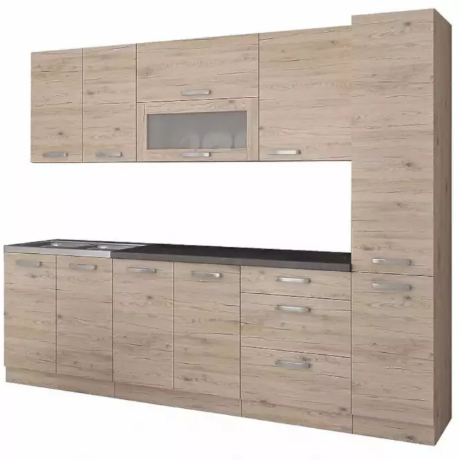 Kuchynská linka Karolina dub bordeaux 260 bez dosky,2