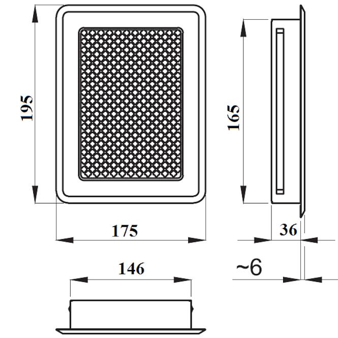 Vetracia mriežka K2-Ml-B biely rám 175x195